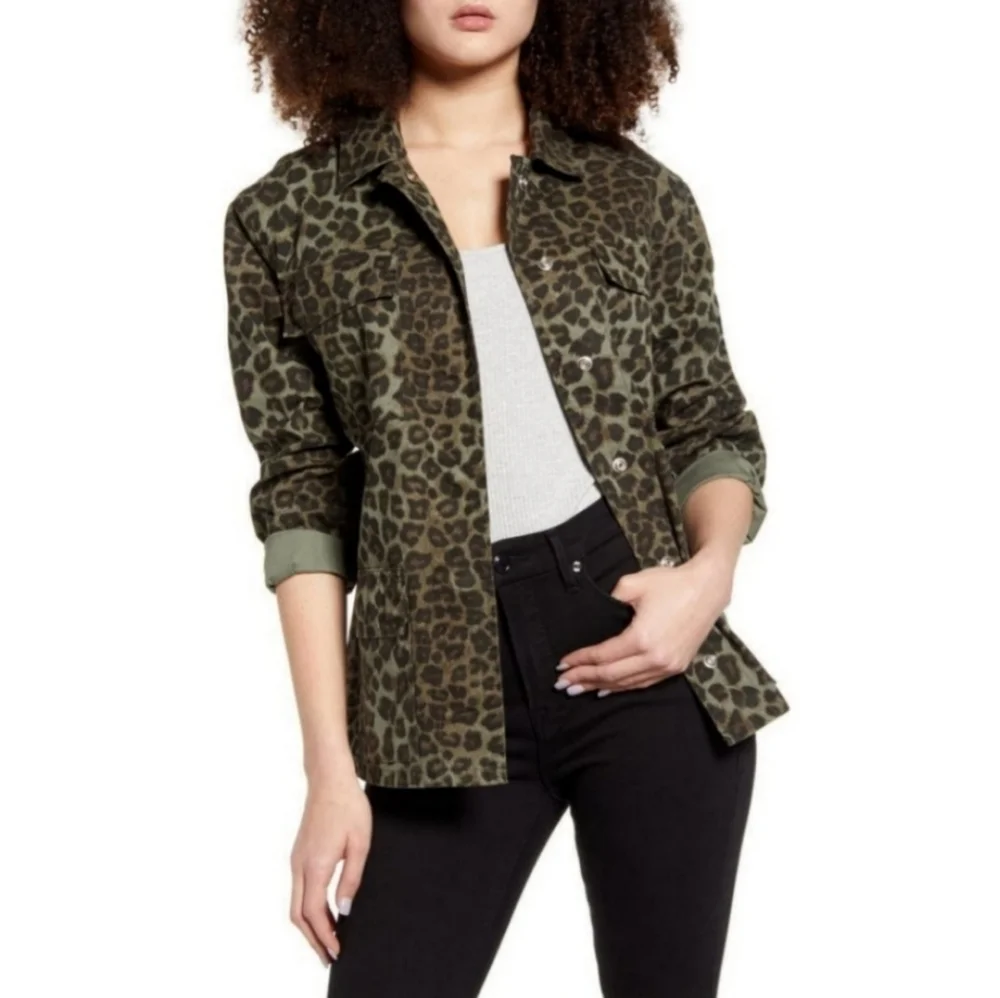 NWT Good American Leopard Print Utility Jacket